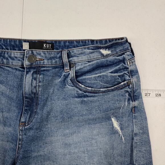 Kut from the kloth Jane high rise short blue size 14 denim womens 5635 - Picture 2 of 9